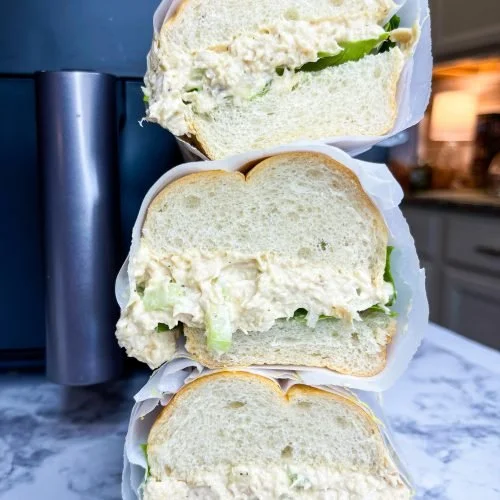 Delicious Air Fryer Chicken Salad served in a bowl with fresh ingredients.