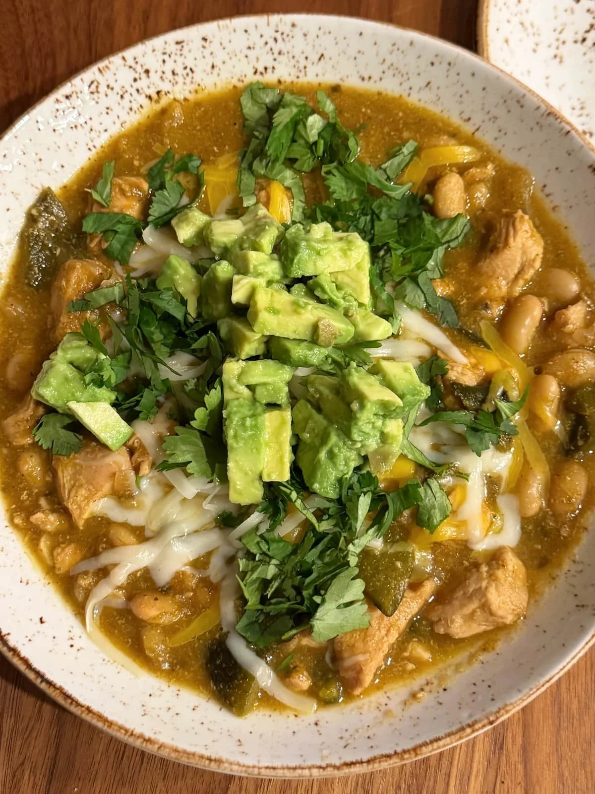 Avocado Topped Chicken Green Chili