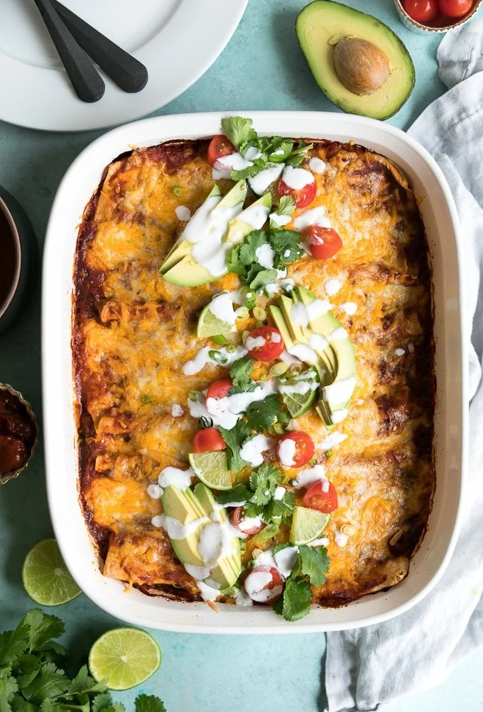 Delicious beef enchiladas topped with homemade sauce and cheese