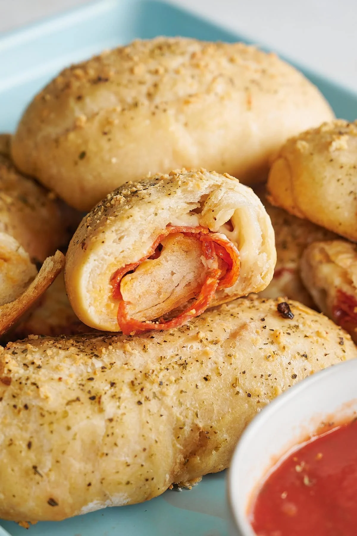 Cheesy Pepperoni Rolls in Pizza Dough