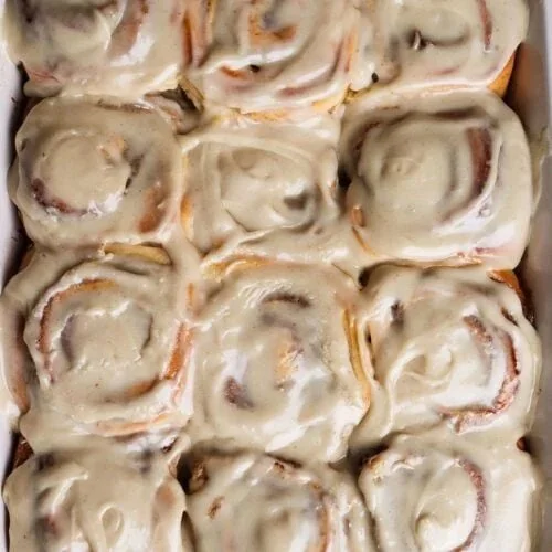 Freshly baked Cinnamon Chestnut Rolls with a delicate glaze