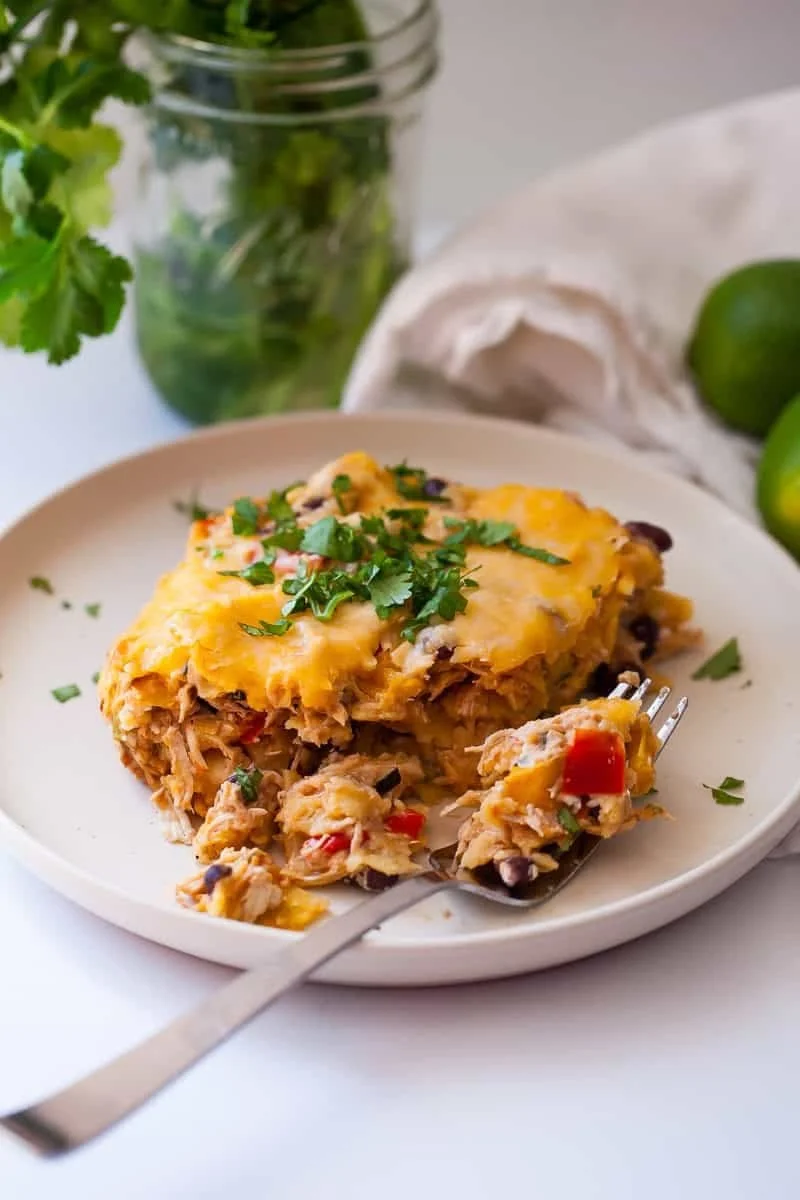 High Protein Chicken Enchilada Casserole
