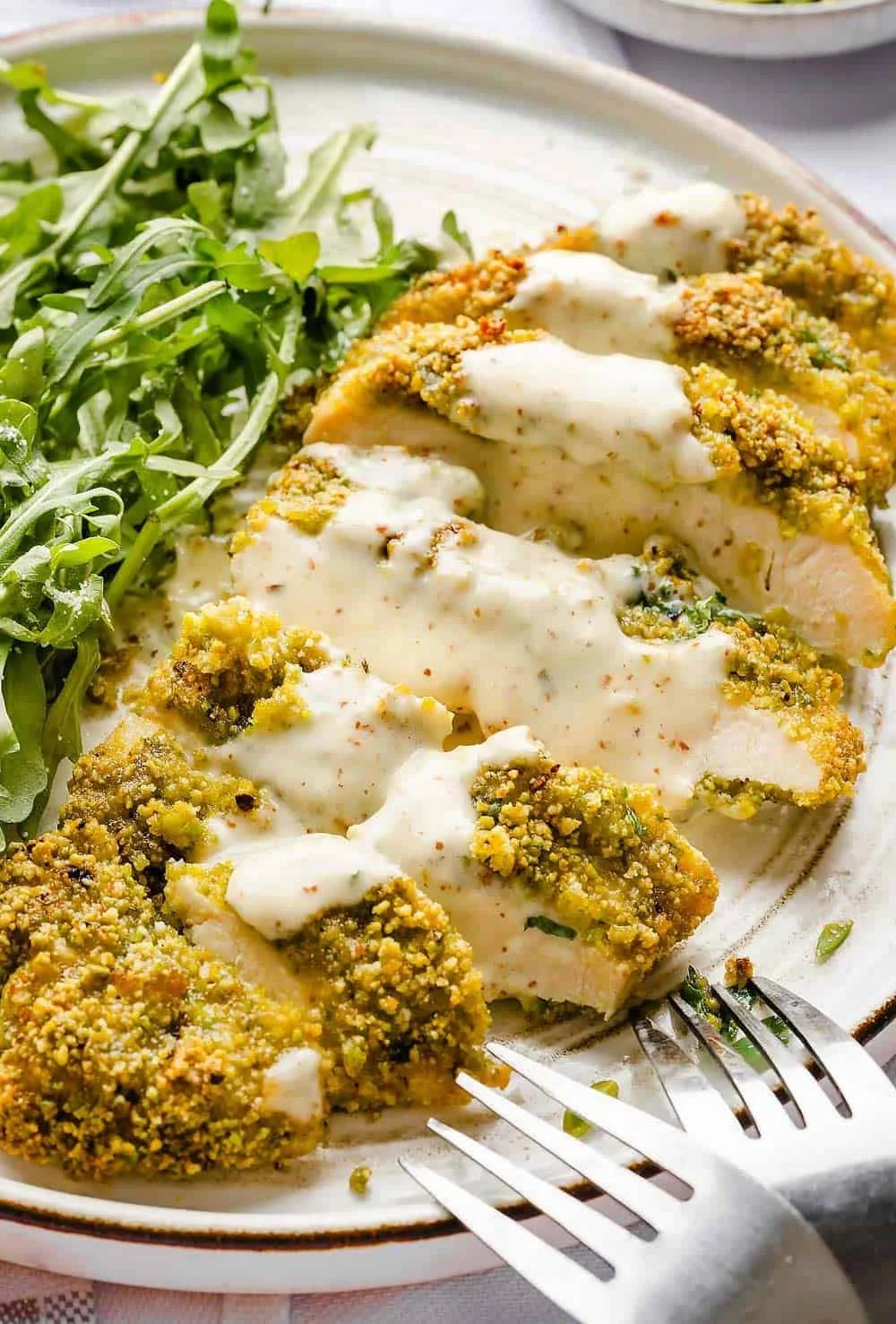 Pistachio Crusted Chicken with Basil