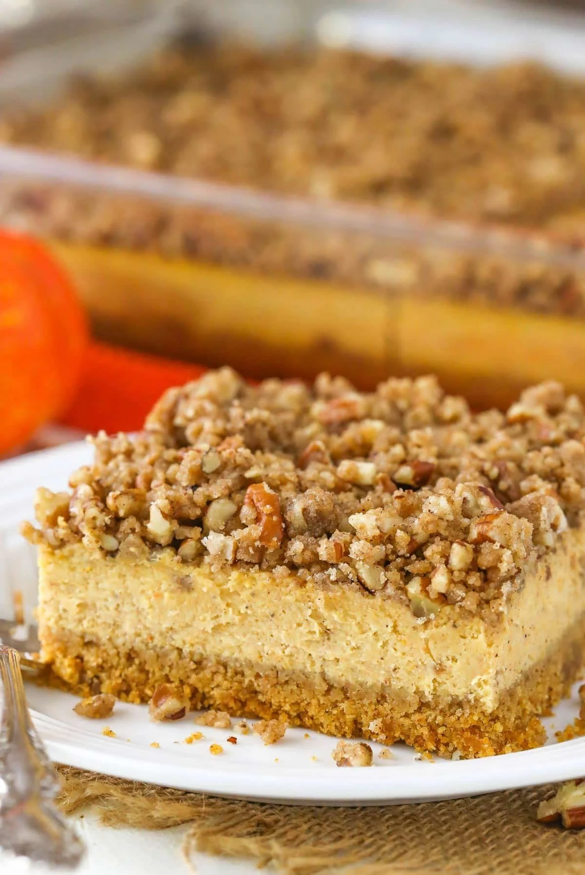 Pumpkin Cheesecake with Pecan Streusel