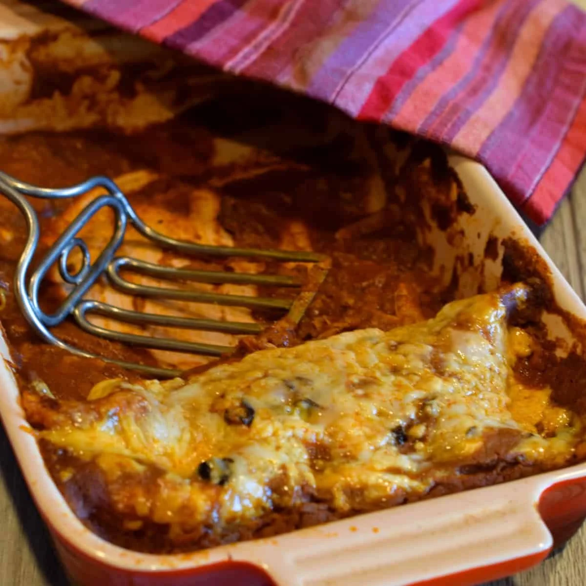 Red Sauce Shredded Chicken Enchiladas