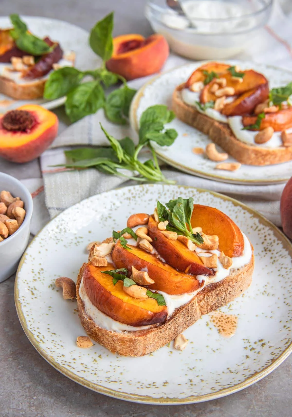 Ricotta Tartine with Roasted Peaches