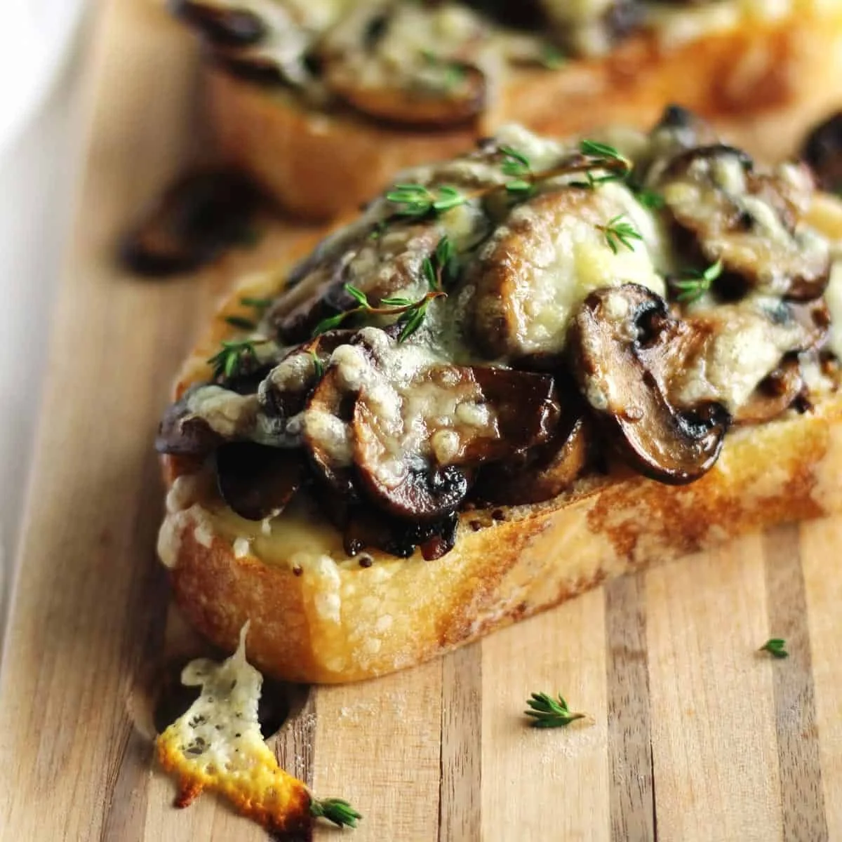 Toasted Garlic Swiss Mushrooms on Toast
