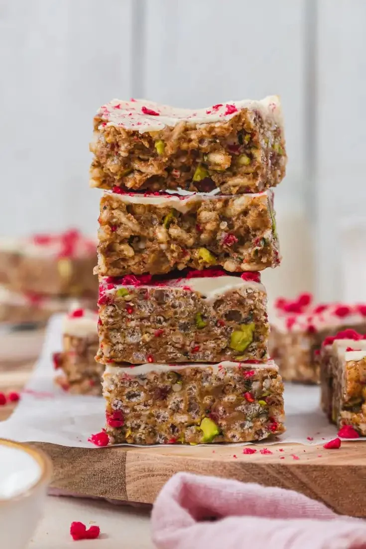 Vegan Pistachio Raspberry Protein Squares